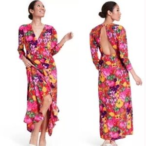 RIXO X Target Floral Print Ruffle Open Back Dress Midi to Maxi